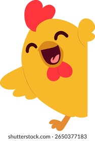 Feliz Chick Amarelo Desenho Animado à mão desenhado
