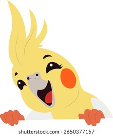 Feliz Cockatiel amarelo Pássaro mão desenhada