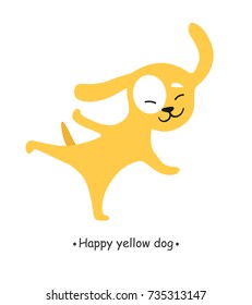 Happy yellow dog cartoon. Flat vector illustration