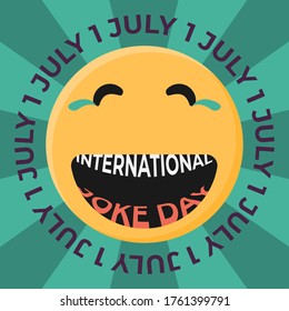 Happy Yellow Face. International Joke Day Poster, July 1