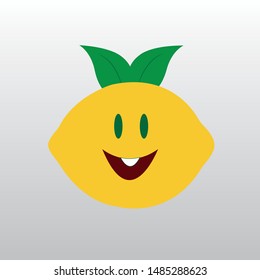 happy yellow lemon on the white background