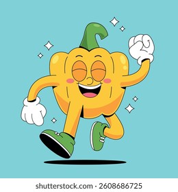 Happy Yellow Pepper Cartoon Mascot