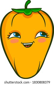 Pimienta amarilla feliz, ilustración, vector con fondo blanco