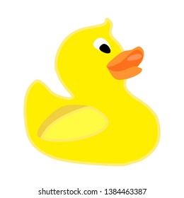 Happy yellow rubber duck cute bathroom toy vector isolated funny duckling baby bathing toys