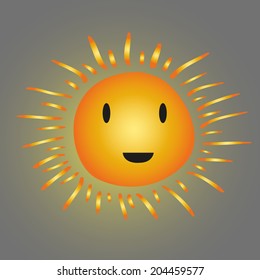 a happy yellow sun in a grey background