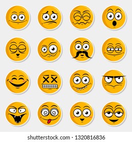 Happy yellow symbol emotions icons vector illustration