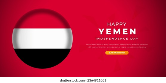 Happy Yemen Independence Day Design Paper Cut Shapes Background Illustration for Poster, Banner, Advertising, Greeting Card