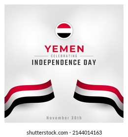 Happy Yemen Independence Day November 30th Celebration Vector Design Illustration. Template for Poster, Banner, Advertising, Greeting Card or Print Design Element