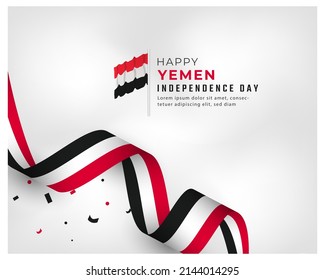 Happy Yemen Independence Day November 30th Celebration Vector Design Illustration. Template for Poster, Banner, Advertising, Greeting Card or Print Design Element