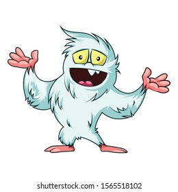 Happy Yeti, Bigfoot vector illustration isolated on white background