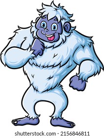 The happy yeti is dancing and feeling chill of illustration