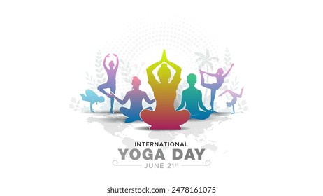 Happy Yoga Day. Greeting of International yoga Day.