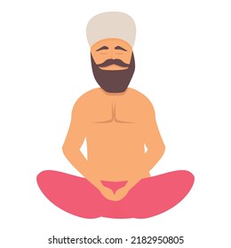 Happy yogi man icon cartoon vector. Indian pose. Male calm