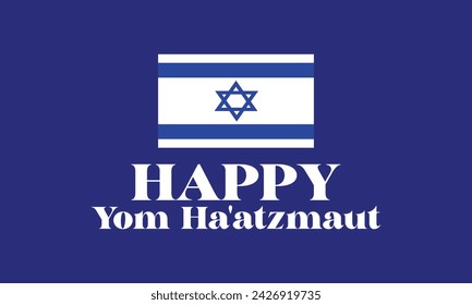 Happy Yom Ha'atzmaut Text With Flag Background Design