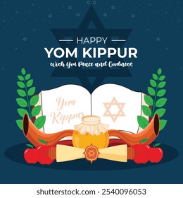 Feliz Yom Kipur Background. Ilustração vetorial do modelo do Yom Kipur. Projeto decorativo de feriado judaico. Férias em Israel para o judaísmo Religião