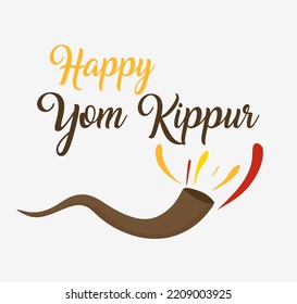 Feliz Yom Kippur con trompeta marrón