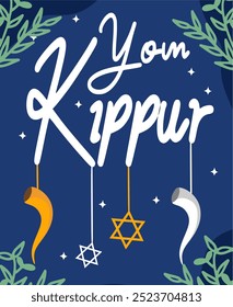 dia de yom kippur feliz com ornamentos judeus