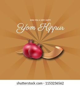 Happy yom kippur greeting card, poster, wallpaper aand background design illustration. jewish holiday background.