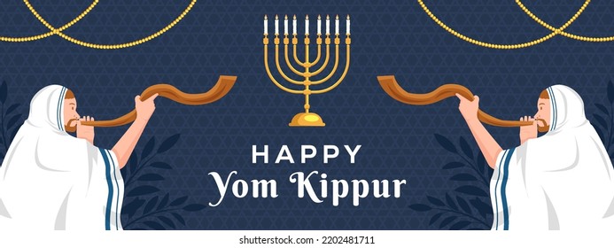 happy yom kippur horizontal banner template. vector design