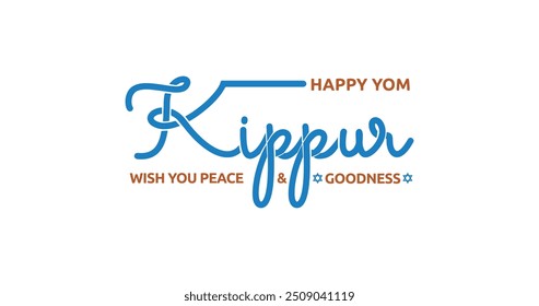 Happy Yom Kippur text illustration vector design. Elegant handwritten text calligraphy typography. Great for celebrations, events, and social media posts