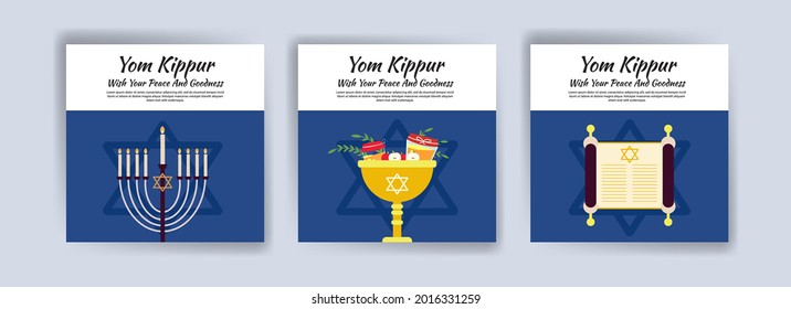 Happy yom kippur. Vector banners for social media posts, postcards, greeting cards, and posters.