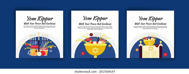 Happy yom kippur. Vector banners for social media posts, postcards, greeting cards, and posters.