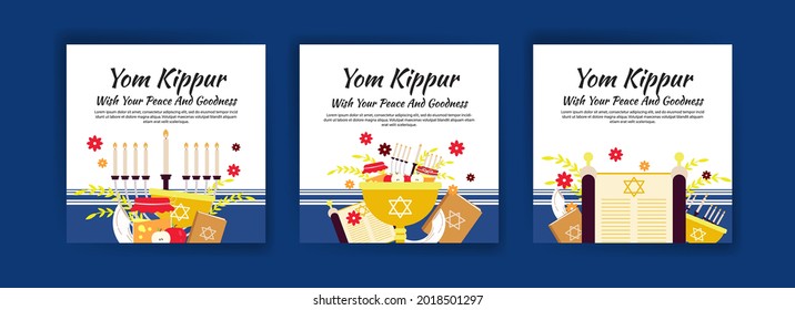 Happy yom kippur. Vector banners for social media posts, postcards, greeting cards, and posters.