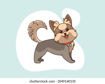 Happy Yorkie Dog Standing And Smiling Illustration