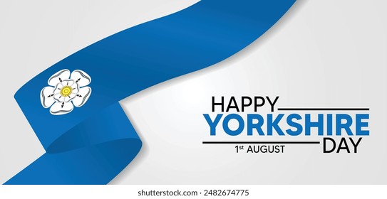 Happy Yorkshire Day 1 August flag ribbon vector poster