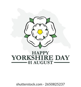 Happy Yorkshire Day 1 August flag ribbon vector poster. Yorkshire Day held on 01 August, editable Yorkshire Day template, Yorkshire Day stock illustration, eps file. 