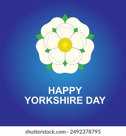 Happy Yorkshire Day Greeting Card 1st date of August, happy yorkshire day vector illustration national flag design isolated on a blue gradient background.