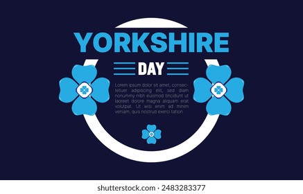 Happy Yorkshire Day,  social media post, banner concept, suitable for sale,  Great Britain, with White Rose of York 