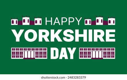 Happy Yorkshire Day,  social media post, banner concept, suitable for sale,  Great Britain, with White Rose of York 