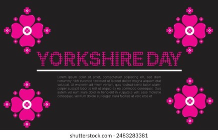 Happy Yorkshire Day,  social media post, banner concept, suitable for sale,  Great Britain, with White Rose of York 