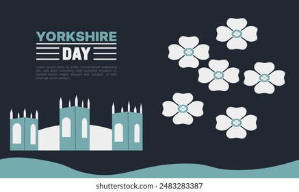 Happy Yorkshire Day,  social media post, banner concept, suitable for sale,  Great Britain, with White Rose of York 