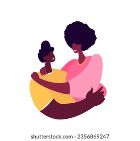 Happy Young African Romantic Couple together.Negro Wife,Husband hug each other.Supporting,Warm,loving relationships.Family people trust,help each other.True Love.Smiling Woman,Man.Flat illustration