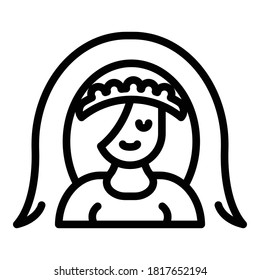 Happy young bride icon. Outline happy young bride vector icon for web design isolated on white background