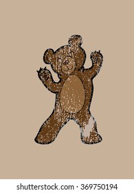 Happy young brown bear standing