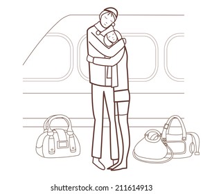 happy young couple in love (vector illustration)