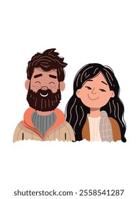 happy young couple, vector illustration