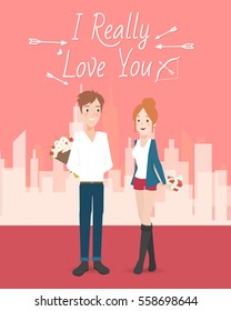 Happy young couple.vector illustration