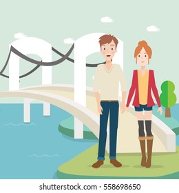 Happy young couple.vector illustration