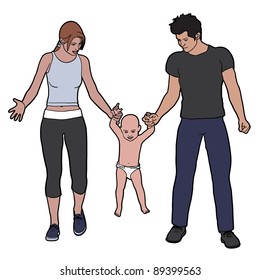 Happy Young Family