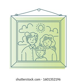 Happy young family. Dad, mom and children. Cute cartoon characters on white background. Vector illustration in flat style