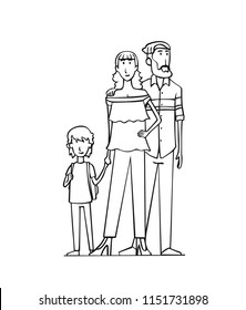 Happy young family. Vector illustration of a flat design.