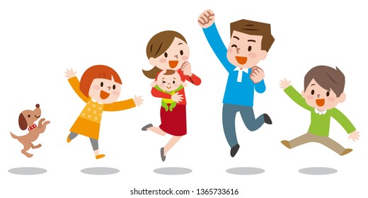 Happy young family. Vector illustration.