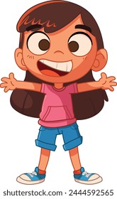 Happy young girl with open arms, approaching for a hug