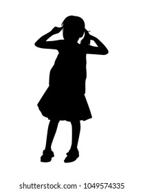 Happy young girl silhouette vector
