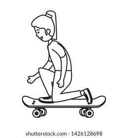 happy young girl in skateboard