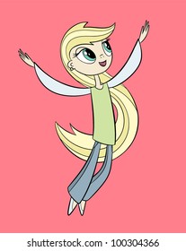 Happy Young Girl Vector